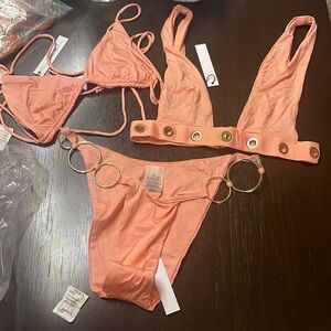 Monica Hansen three piece set size small color coral